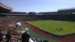 The Uganda Cranes practice before the game. Photograph courtesy of raybesiga.com